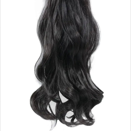 “Goddess Length” – 24" Full-head Wavy Clip-In Extensions (sheer black)