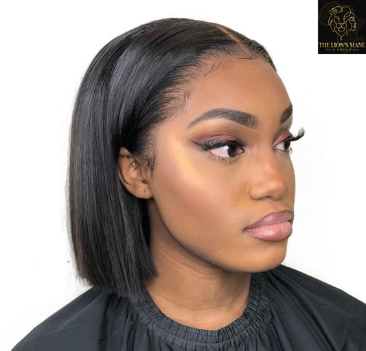 "The Lioness Bob" – 8" HD Frontal Wig (black)