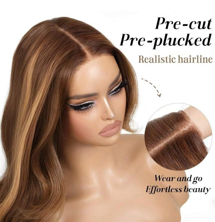 “Opulent Waves” –  28" HD Lace Body Wave Wig (honey-gold)