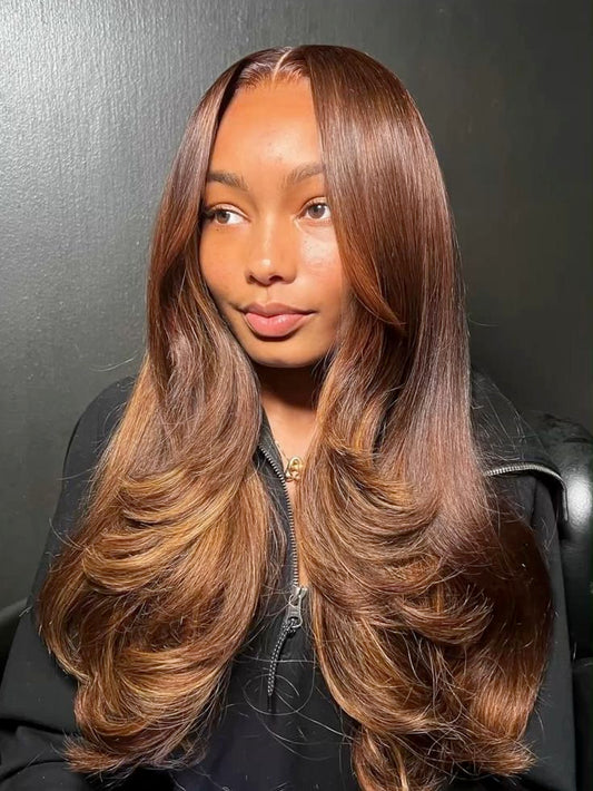 “Mocha Muse” – 18" HD Lace Front Wig (Brown)