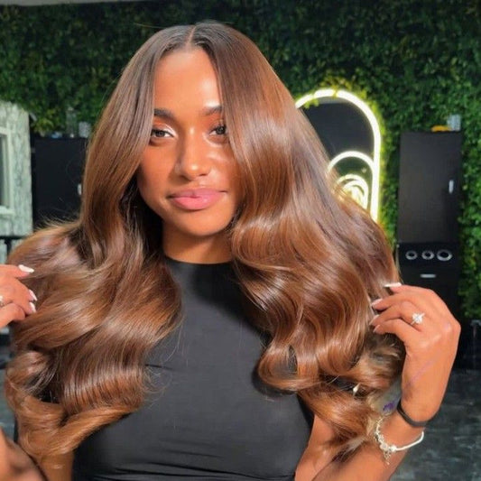 “Mocha Muse” – 18" HD Lace Front Wig (Brown)