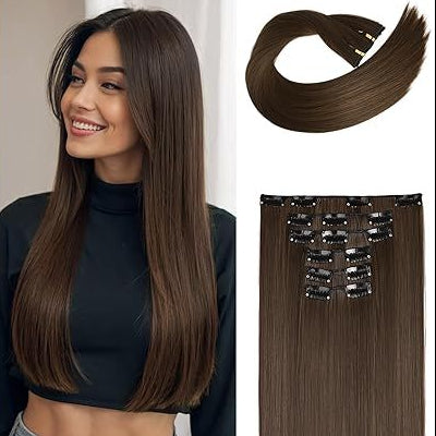"Silk Press Crown" – 23” (6pc) Straight Clip-In Extensions