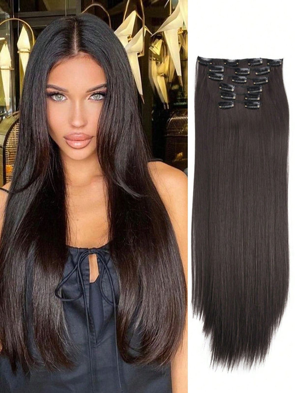 "Silk Press Crown" – 23” (6pc) Straight Clip-In Extensions