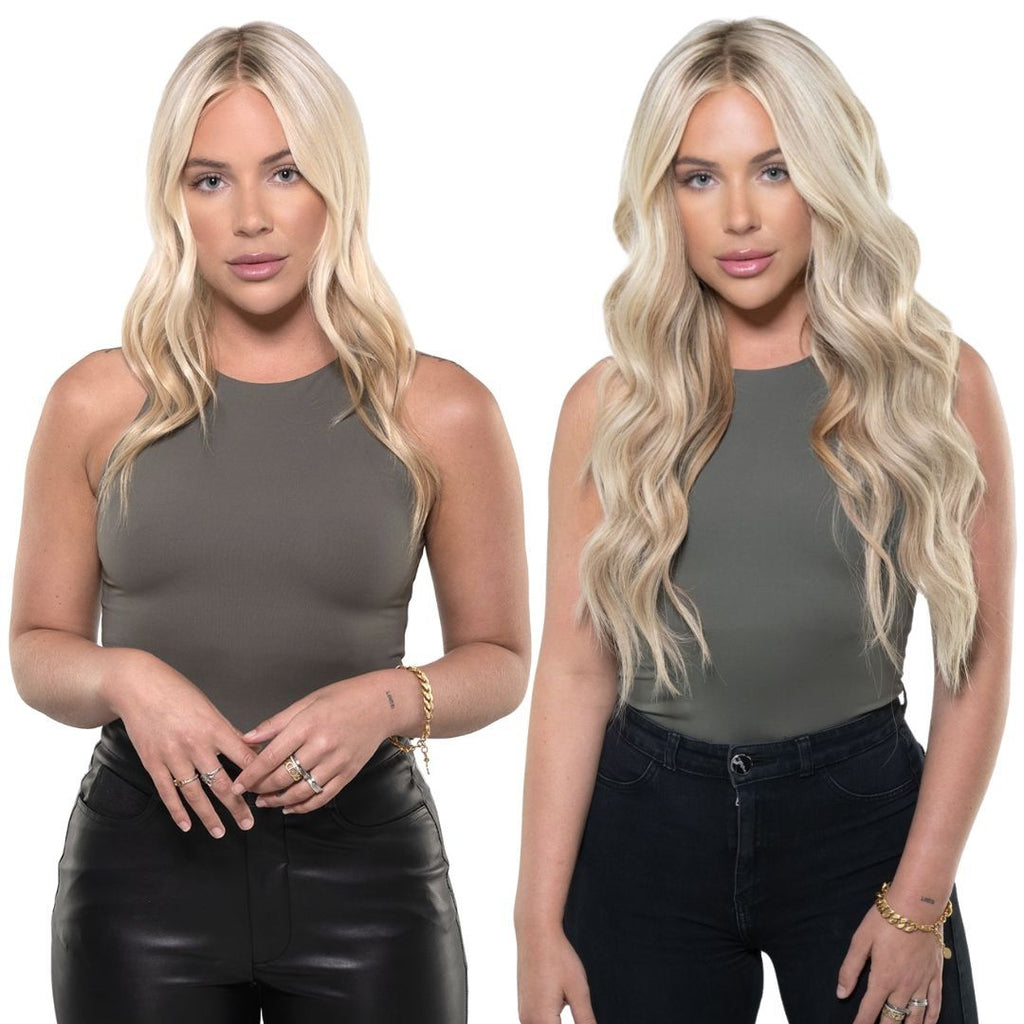 “Silky Press Length” – 24” Straight Clip-In Extensions (7PC Set)