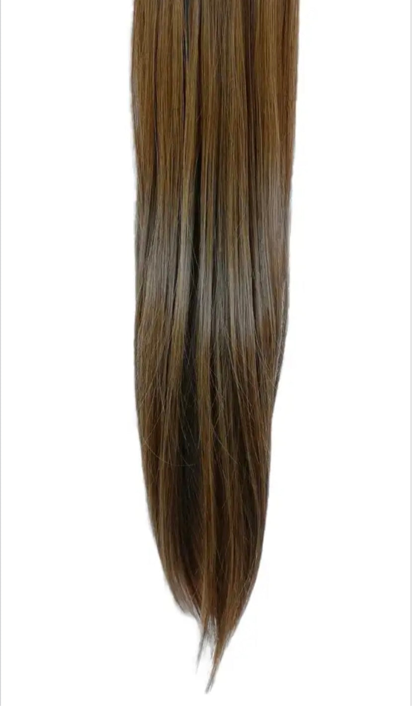 “Mocha Silk Crown" – 23" Full-head, Long, Straight 10pc Clip-In Extensions (mocha brown)