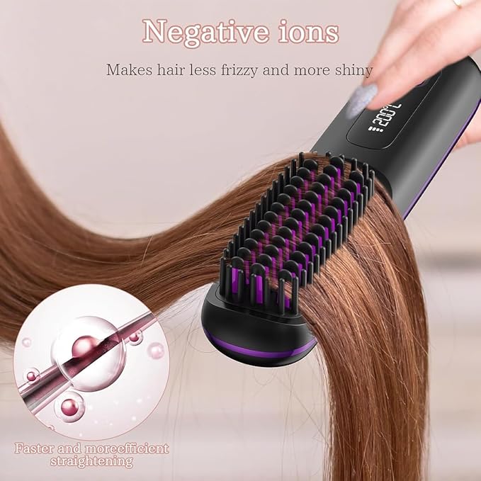 "Smooth Operator" – Ionic Portable Heated Straightening Brush (LED Display)