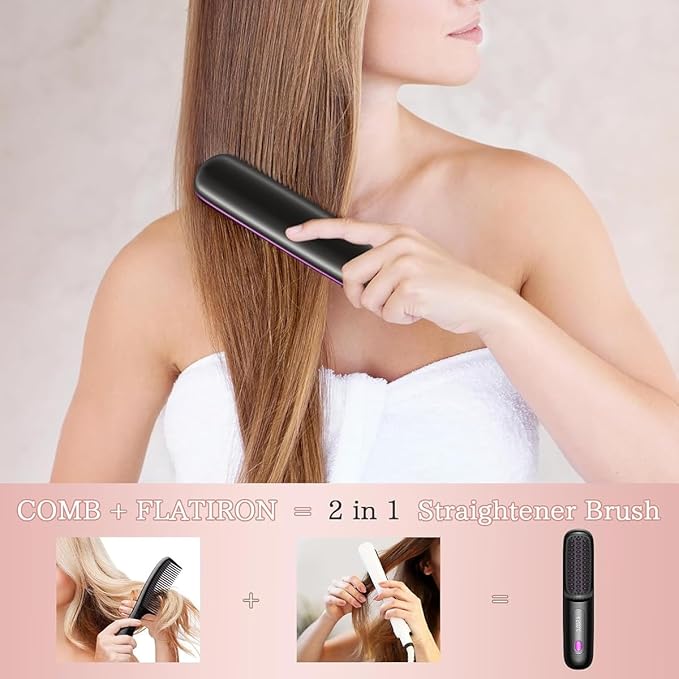 "Smooth Operator" – Ionic Portable Heated Straightening Brush (LED Display)