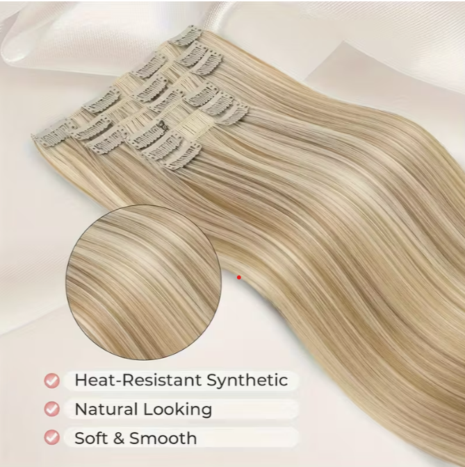 “Luxe Silk Crown" – 23” (6pc) Straight Clip-In Extensions (butter blonde)