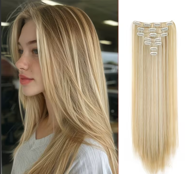 “Luxe Silk Crown" – 23” (6pc) Straight Clip-In Extensions (butter blonde)