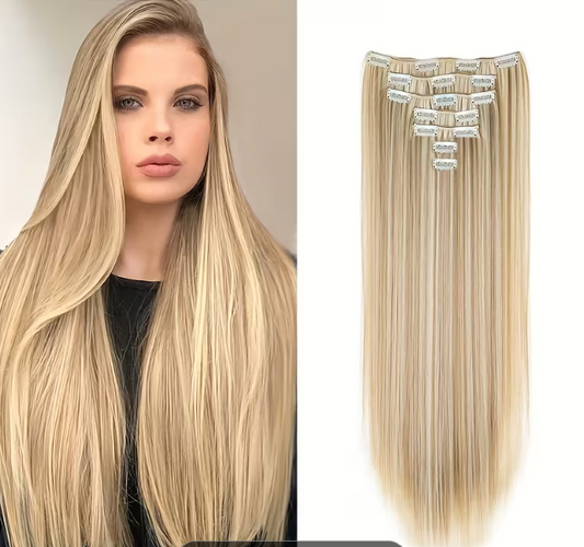 “Luxe Silk Crown" – 23” (6pc) Straight Clip-In Extensions (butter blonde)