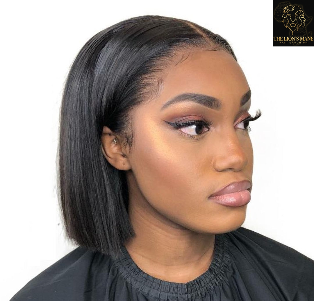 "The Lioness Bob" – 8" HD Frontal Wig (black)
