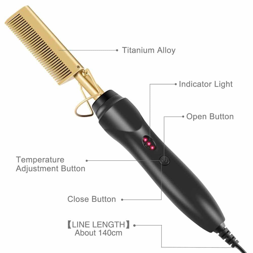 "Heat Queen" – Electric Straightening Hot Comb for Hair & Wigs
