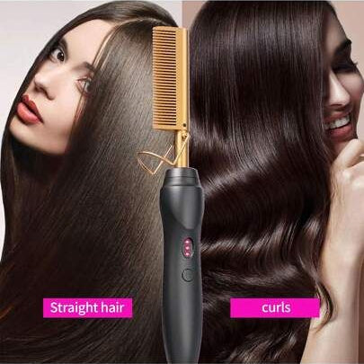 "Heat Queen" – Electric Straightening Hot Comb for Hair & Wigs