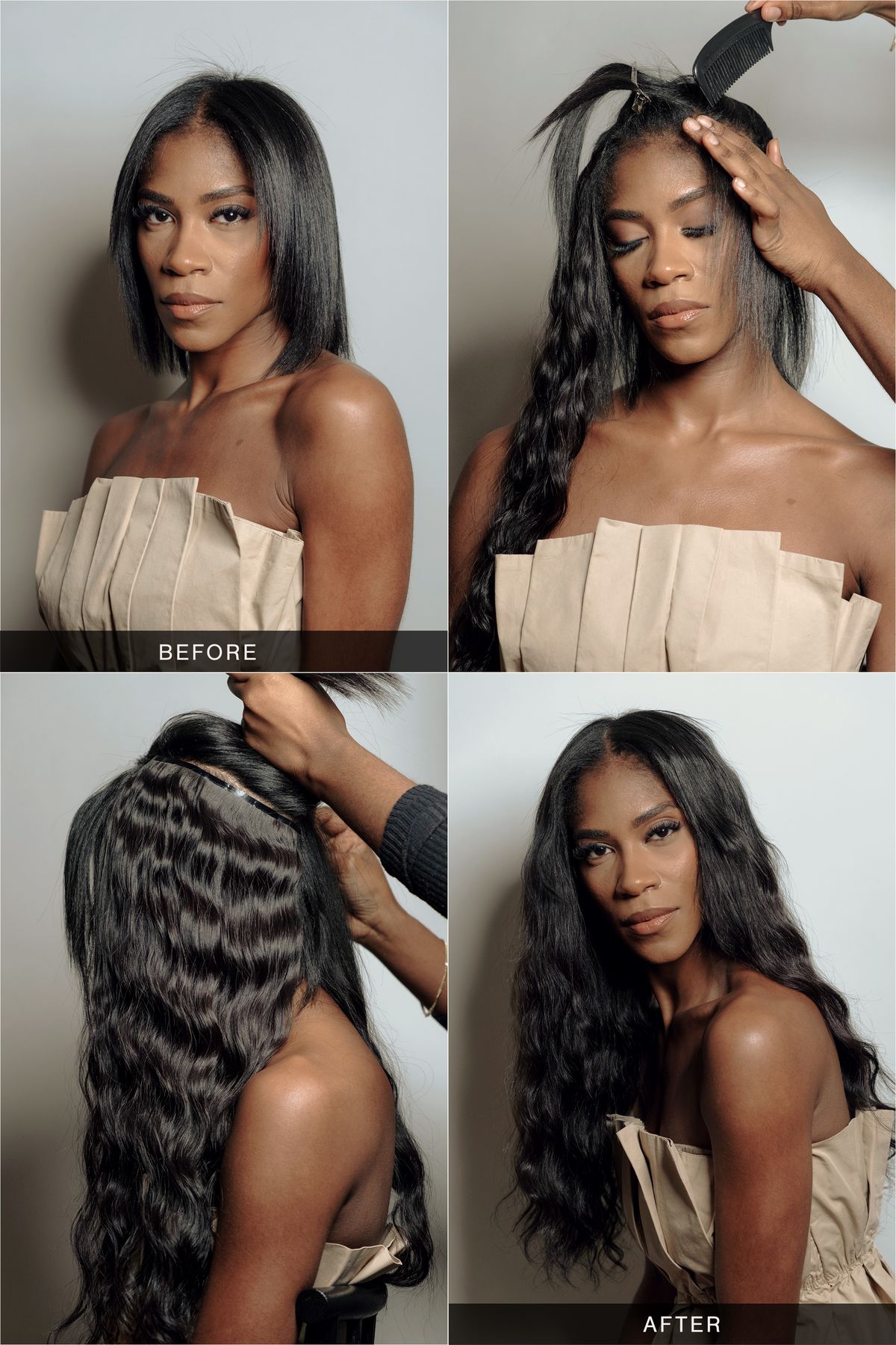 “Goddess Length” – 24" Full-head Wavy Clip-In Extensions (sheer black)