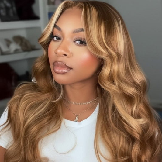 “Opulent Waves” –  28" HD Lace Body Wave Wig (honey-gold)