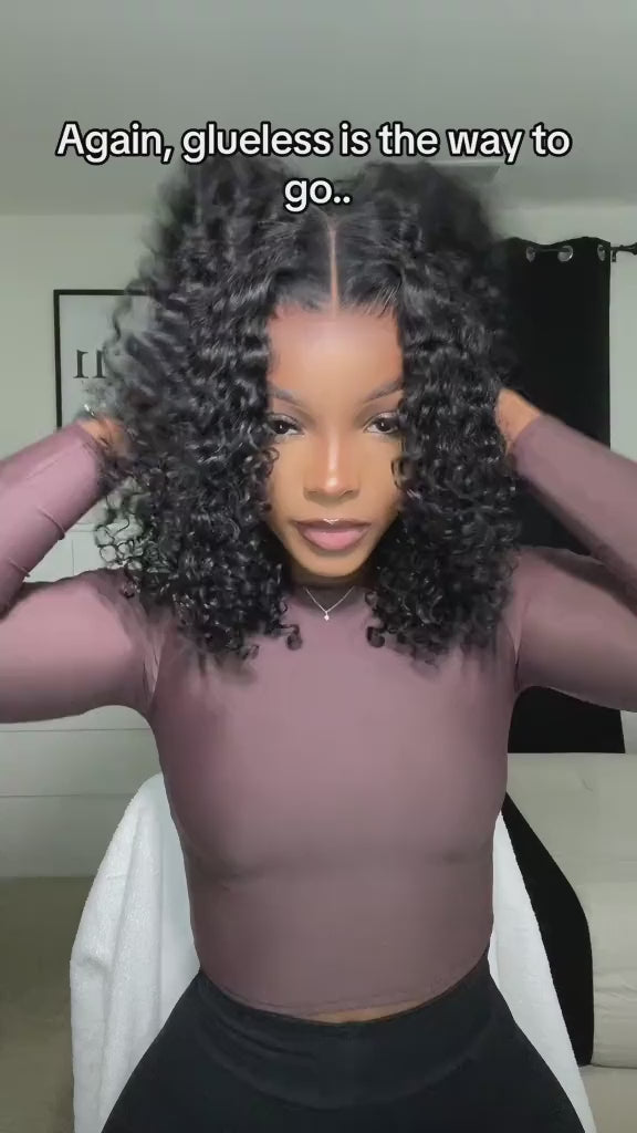 “Velvet Curls” – 10" Glueless Deep Wave Brazilian Bob (black)