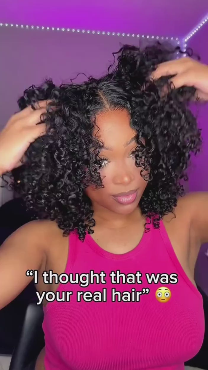 “Velvet Curls” – 10" Glueless Deep Wave Brazilian Bob (black)